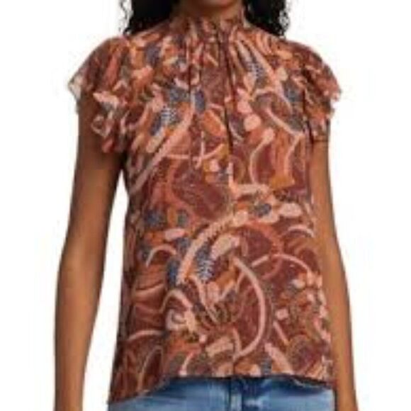 A.L.C. Tops - A.L.C. Hayley Silk-Blend Cap Sleeve Smocked Top Size 4 NWOT